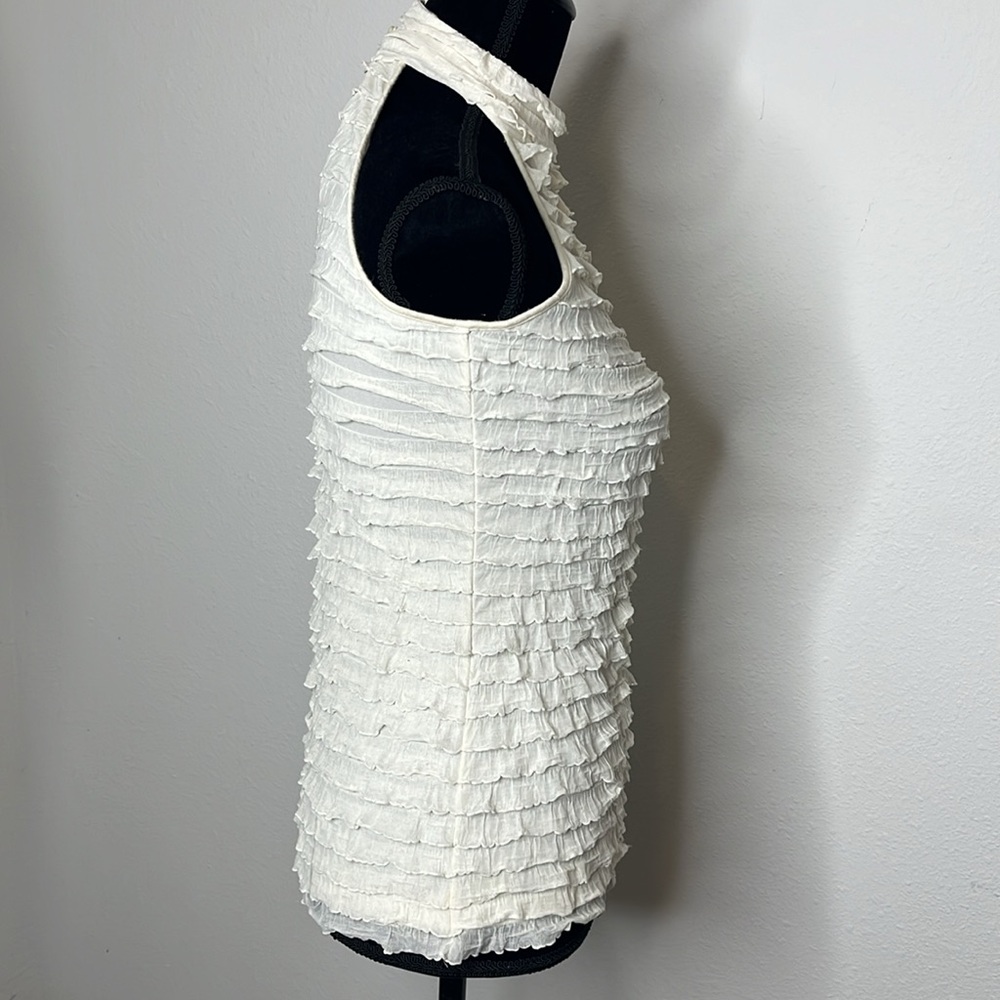 Studio Y Cream Ruffle Halter Tank Top - Picture 4 of 10